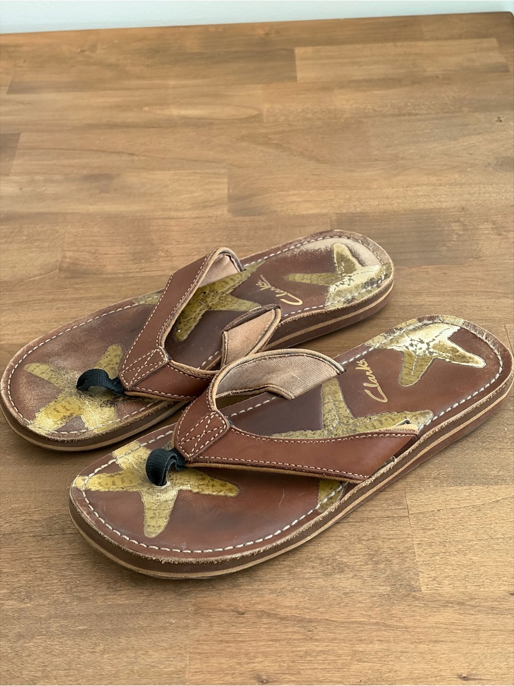 Clarks Starfish Leather Flip Flop Sandals Brown Women’s Size 6M